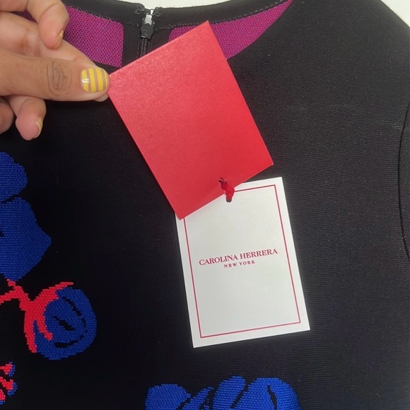 Carolina Herrera Intarsia Knit Floral Midi Dress NWT size large - Picture 4 of 7